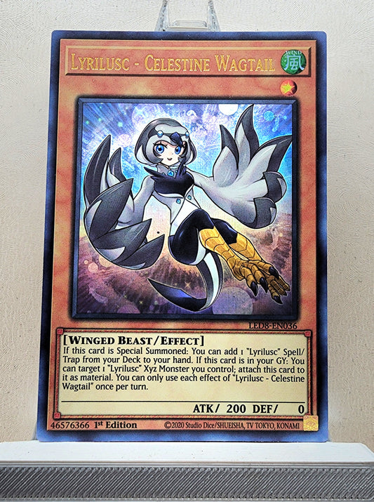 Yugioh! 1x Lyrilusc - Celestine Wagtail (LED8 - Ultra Rare) 1st Edition