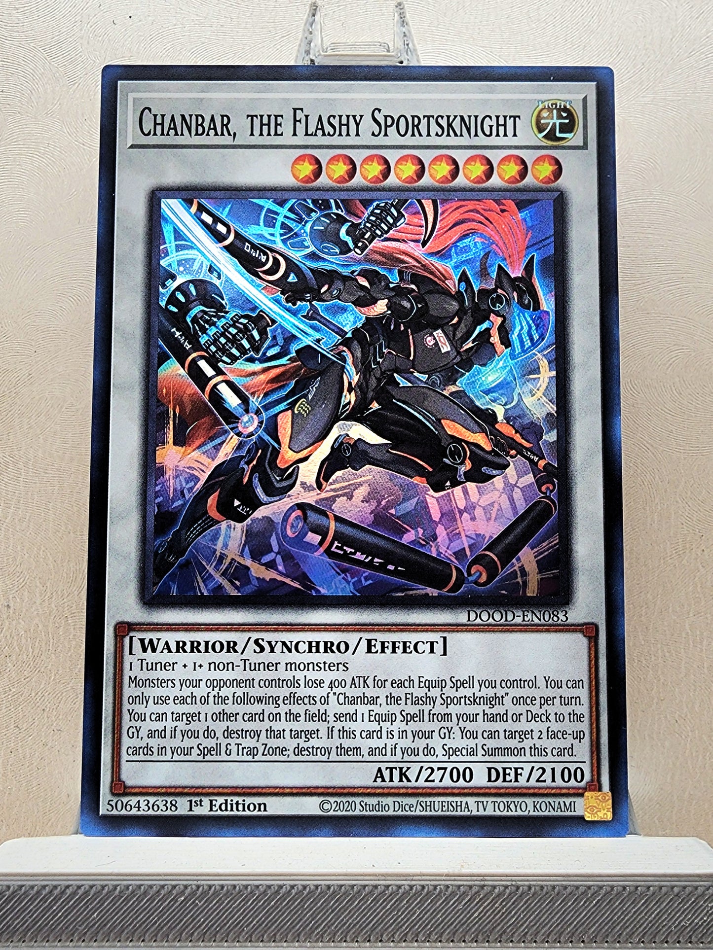 Yugioh! 1x Chanbar, the Flashy Sportsknight (DOOD - Super Rare) 1st Edition