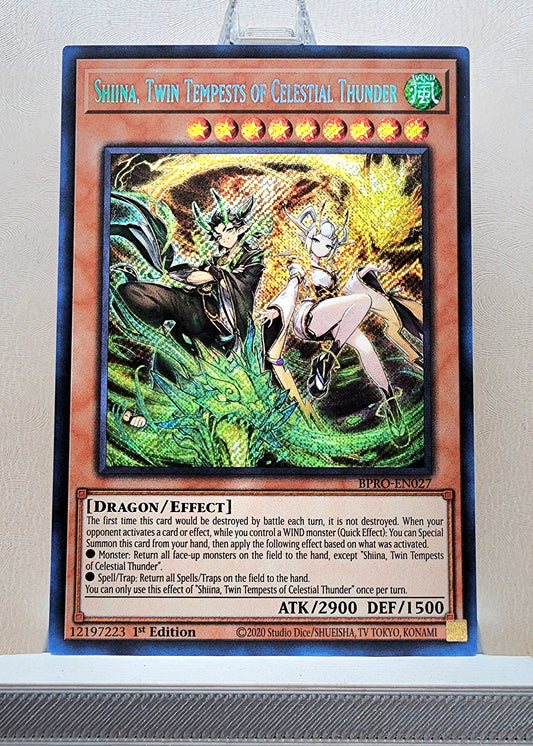 Yugioh! 1x Shiina, Twin Tempests of Celestial Thunder (BPRO - Secret Rare) 1st Edition