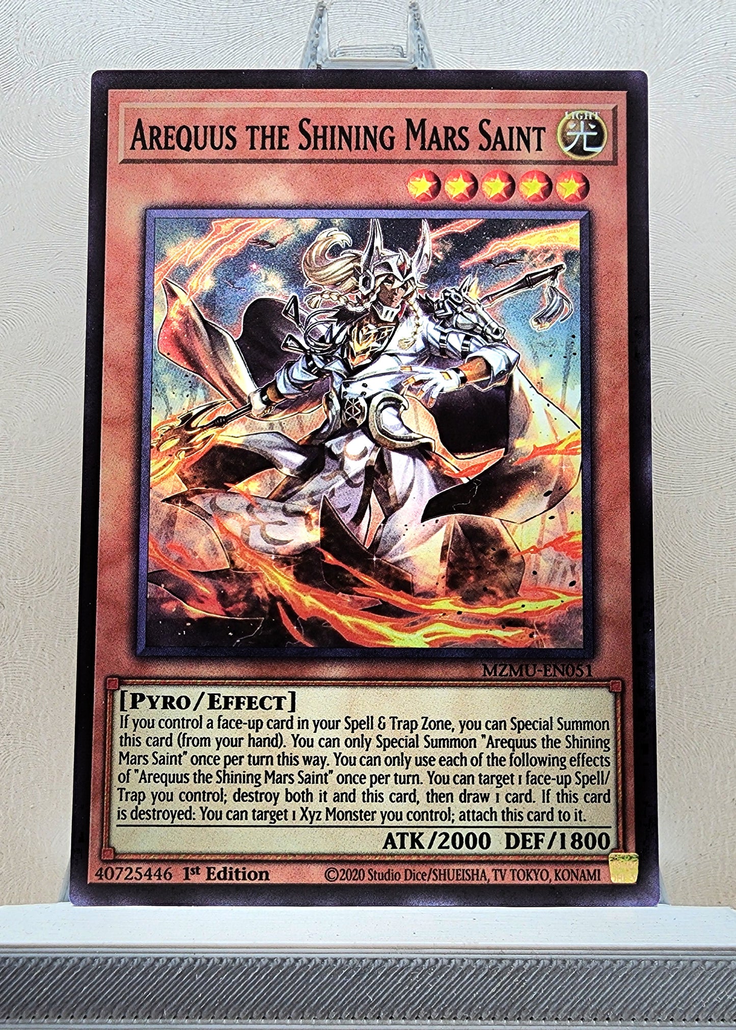 Yugioh! 1x Arequus the Shining Mars Saint (MZMU - Super Rare) 1st Edition