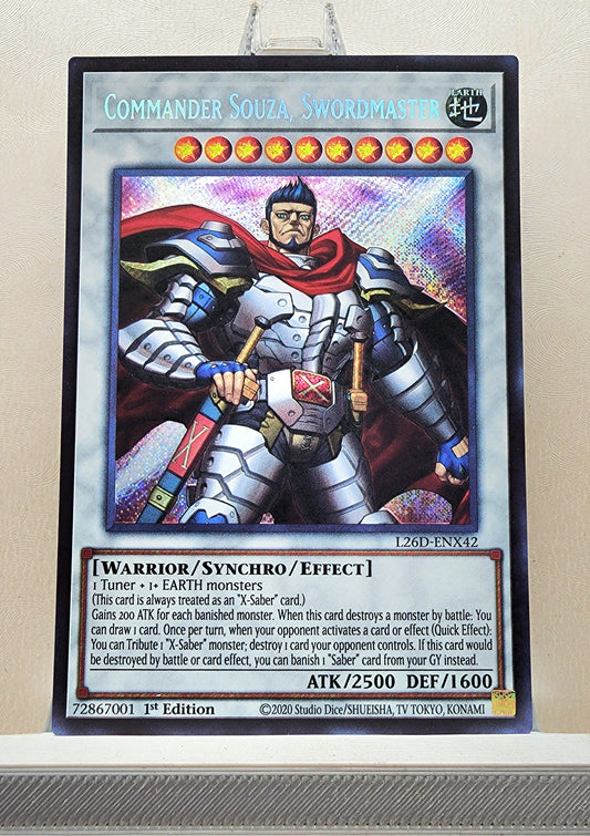 Yugioh! 1x Commander Souza, Swordmaster (L26D - Secret Rare) 1st Edition