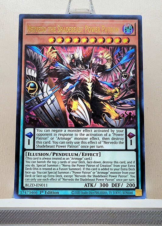Yugioh! 1x Nervedo the Shadebeast Power Patron (BLZD - Ultra Rare) 1st Edition