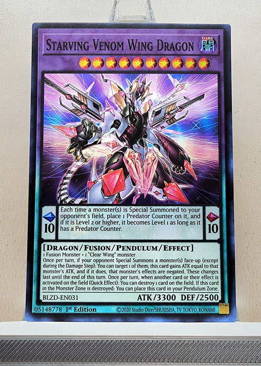 Yugioh! 1x Starving Venom Wing Dragon (BLZD - Super Rare) 1st Edition