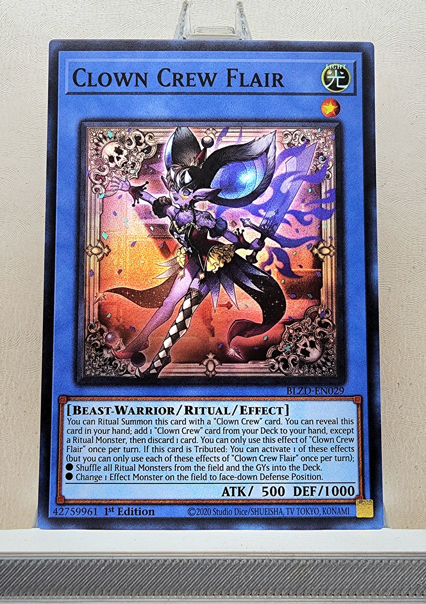 Yugioh! 1x Clown Crew Flair (BLZD - Super Rare) 1st Edition