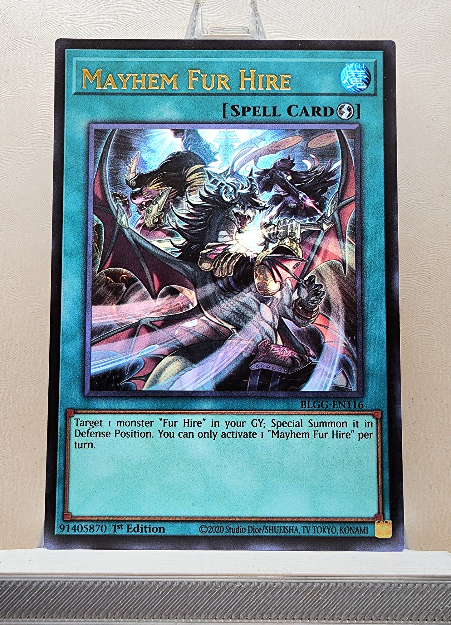 Yugioh! 1x Mayhem Fur Hire (BLGG - Ultra Rare) 1st Edition
