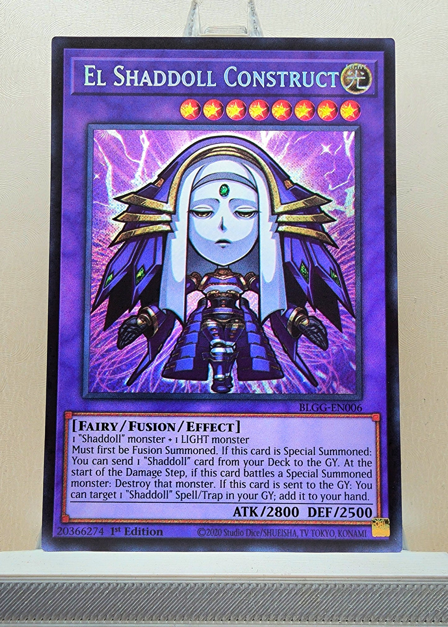 Yugioh! 1x El Shaddoll Construct Chibi Artwork (BLGG - Secret Rare) 1st Edition