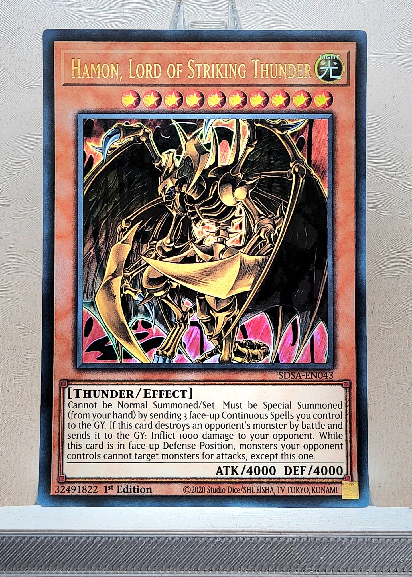 Yugioh! 1x Hamon, Lord of Striking Thunder (SDSA - Ultra Rare) 1st Edition
