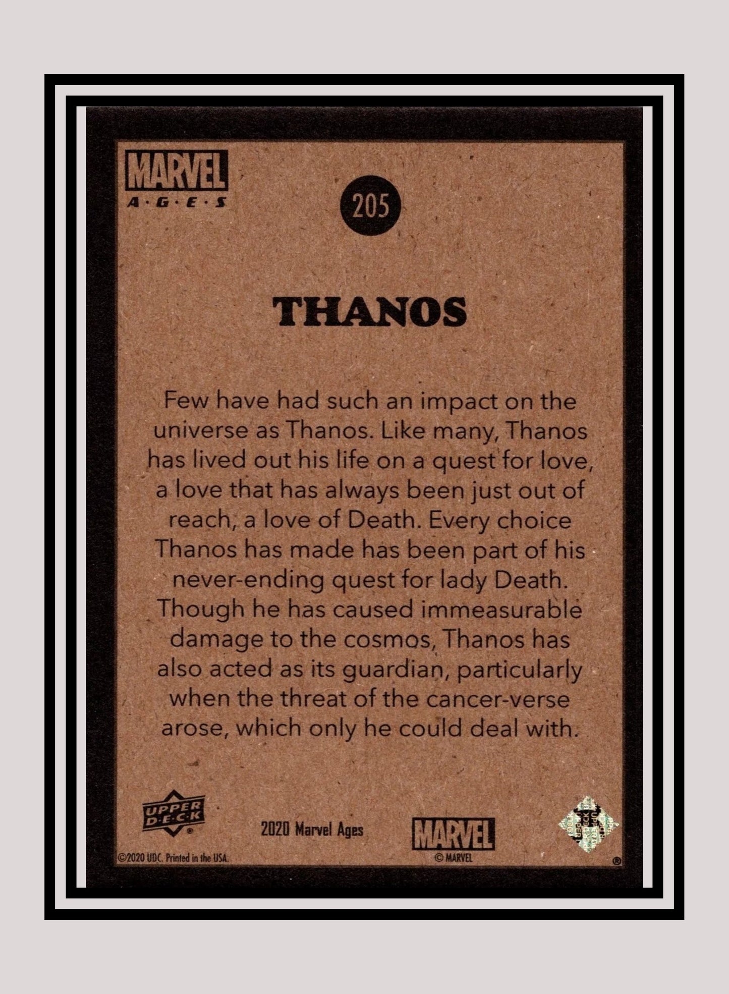 Marvel! 1x Thanos - Base (#205 - 2020 Upper Deck Marvel Ages)