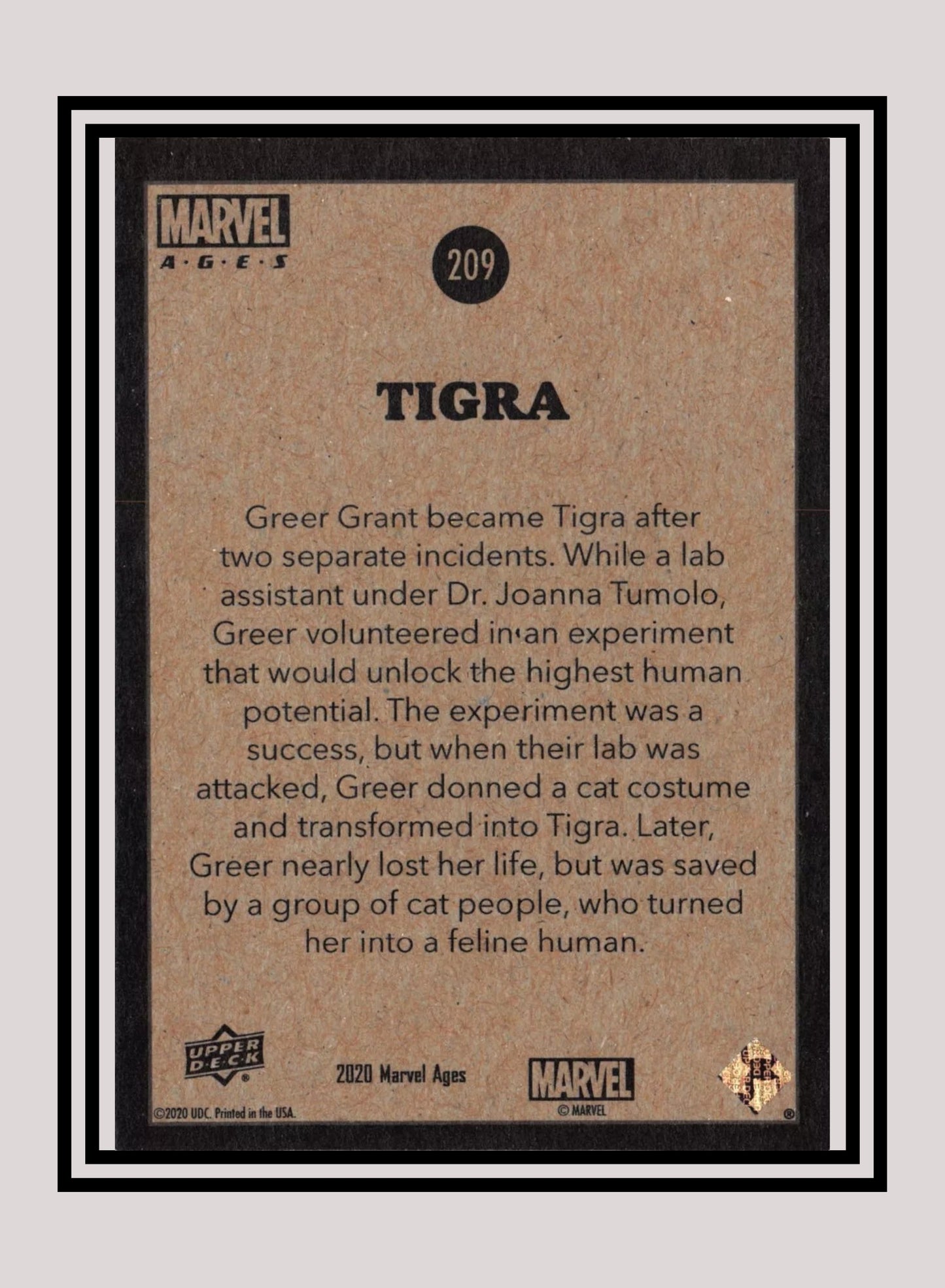 Marvel! 1x Tigra - Base (#209 - 2020 Upper Deck Marvel Ages)