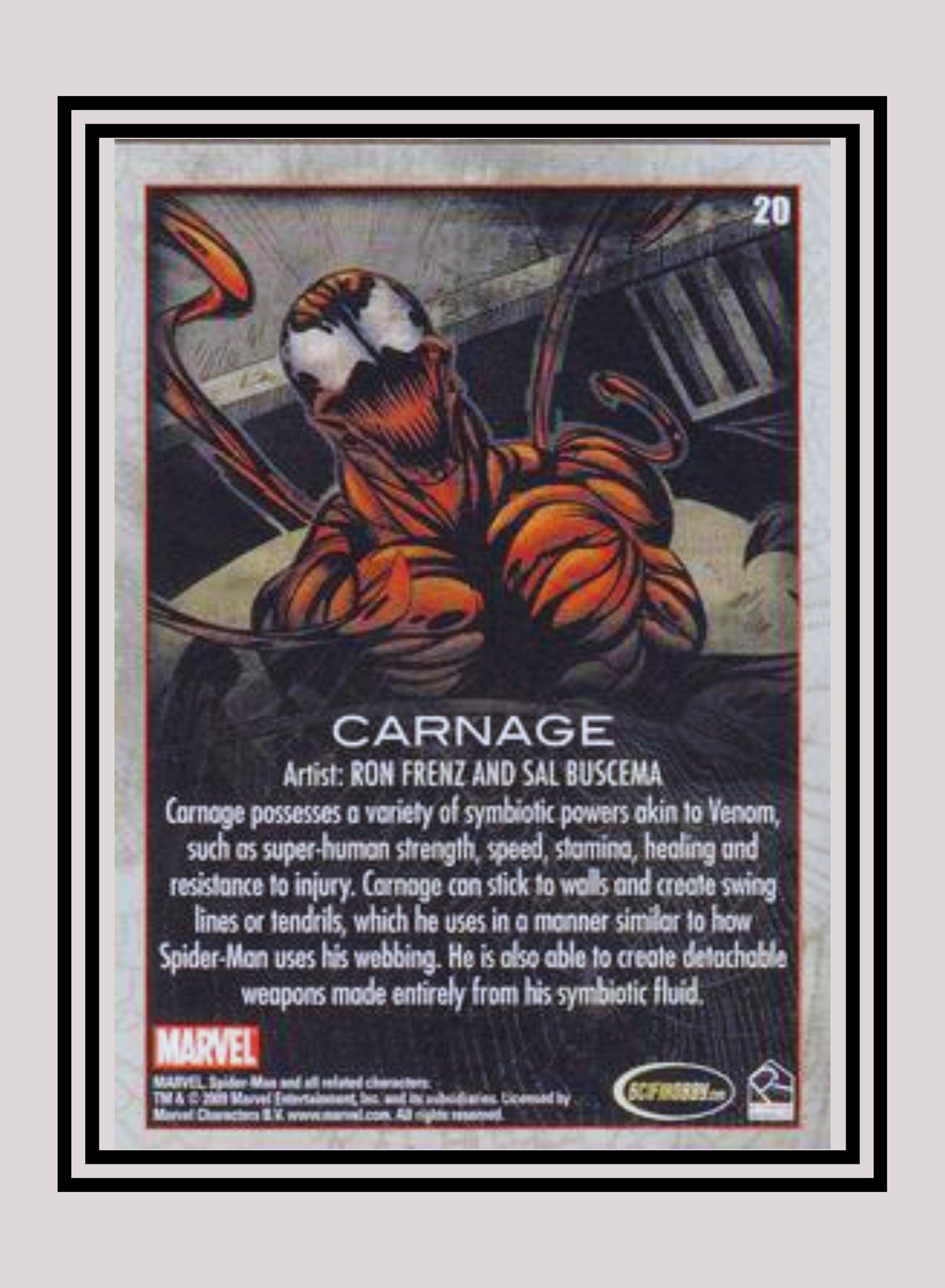 Marvel! 1x Carnage - Base (#20 - 2009 Rittenhouse Spiderman Archives)