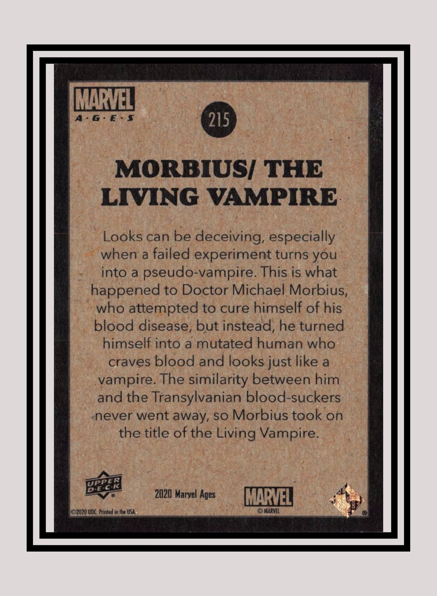 Marvel! 1x Morbius/ The Living Vampire - Base (#215 - 2020 Upper Deck Marvel Ages)