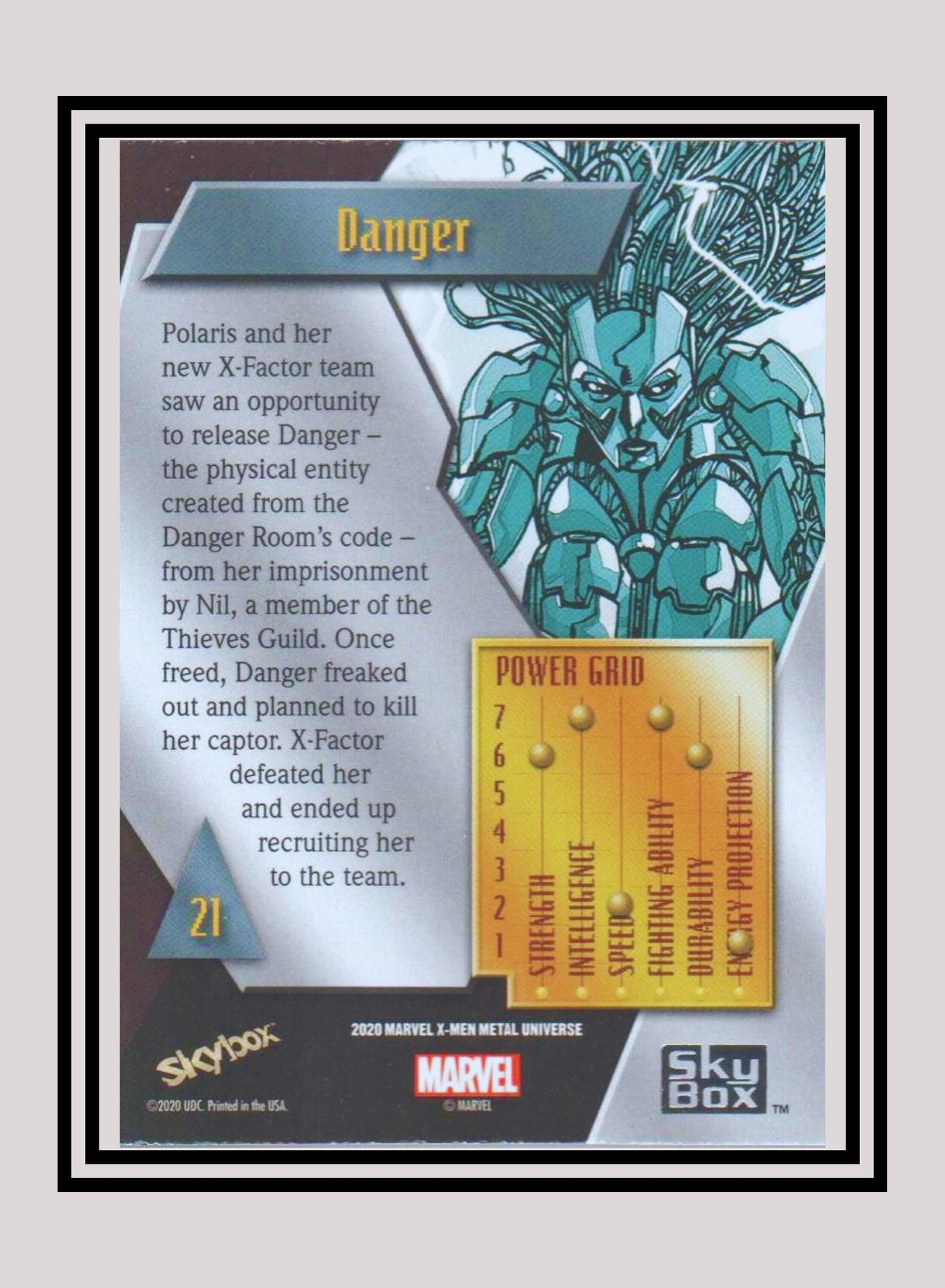 Marvel! 1x Danger - Base Low Series (#021 - 2021 Upper Deck X-Men Metal Universe)