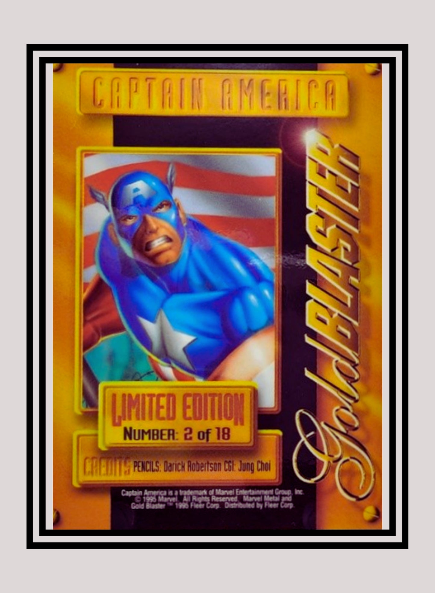 Marvel! 1x Captain America - Gold Blaster (#02 - 1995 Fleer Marvel Metal)