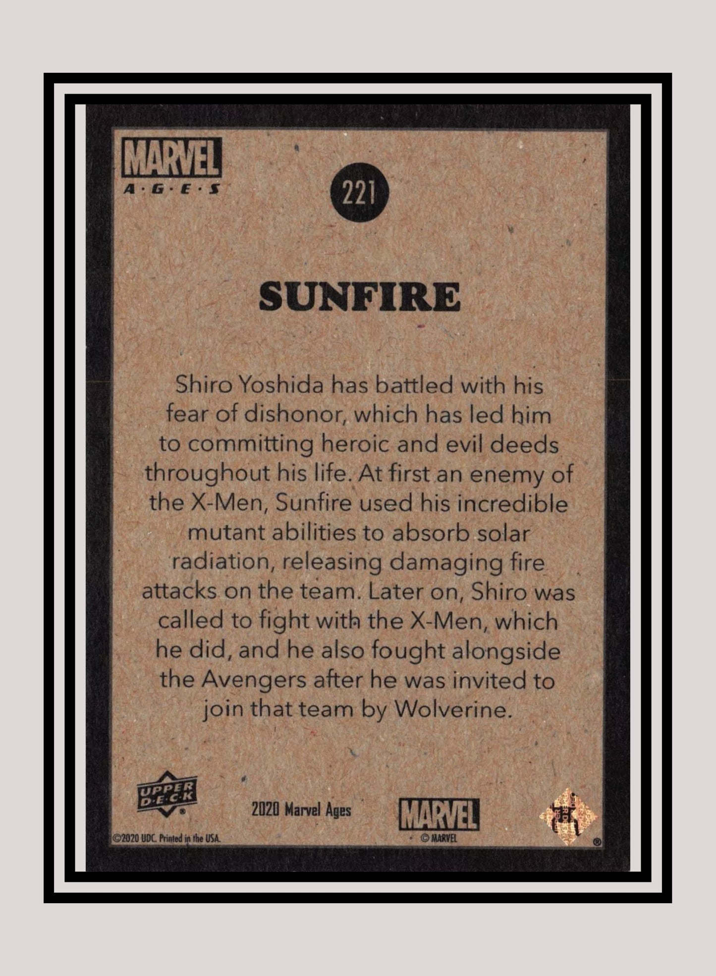 Marvel! 1x Sunfire - Base (#221 - 2020 Upper Deck Marvel Ages)