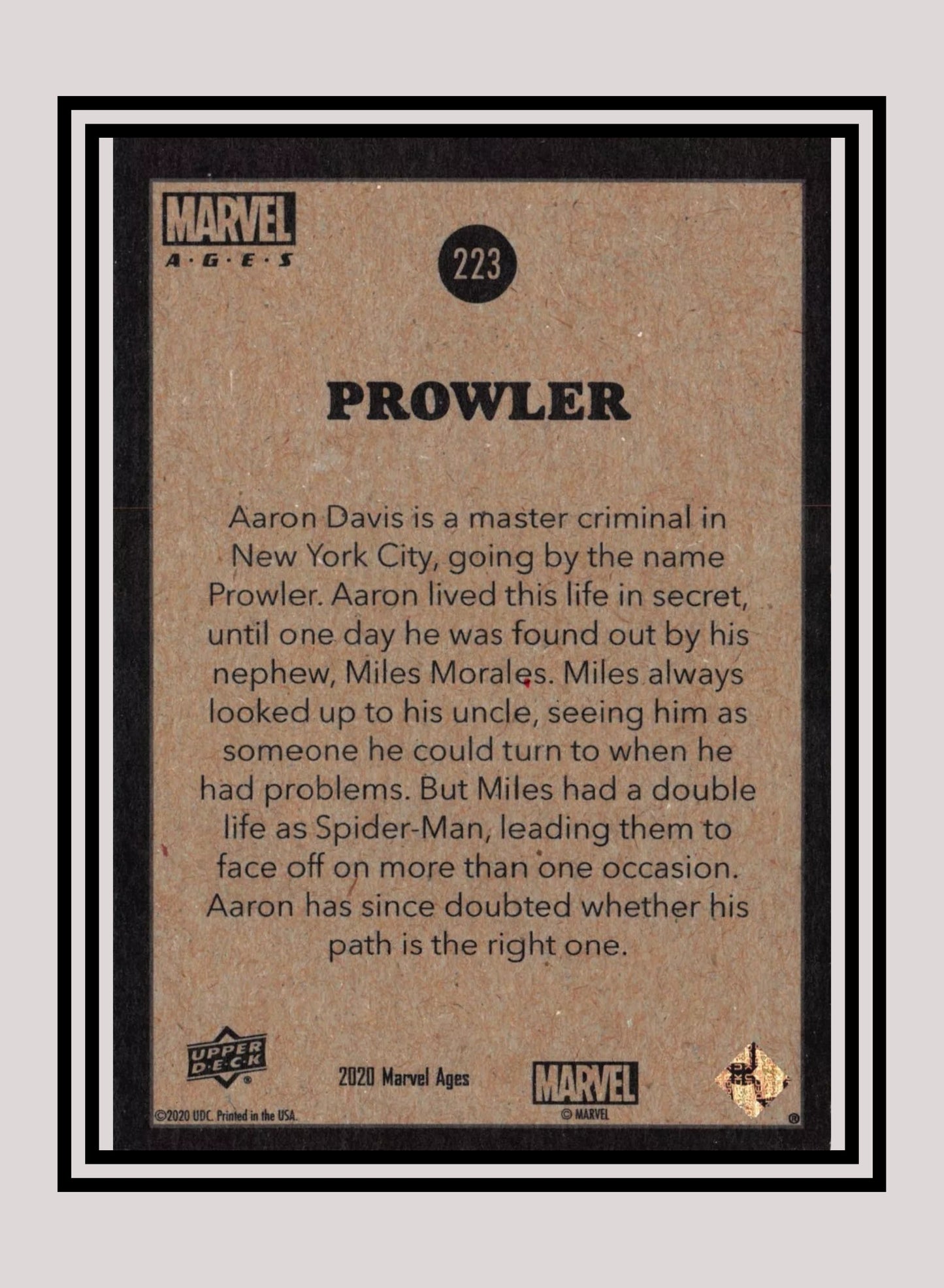 Marvel! 1x Prowler - Base (#223 - 2020 Upper Deck Marvel Ages)