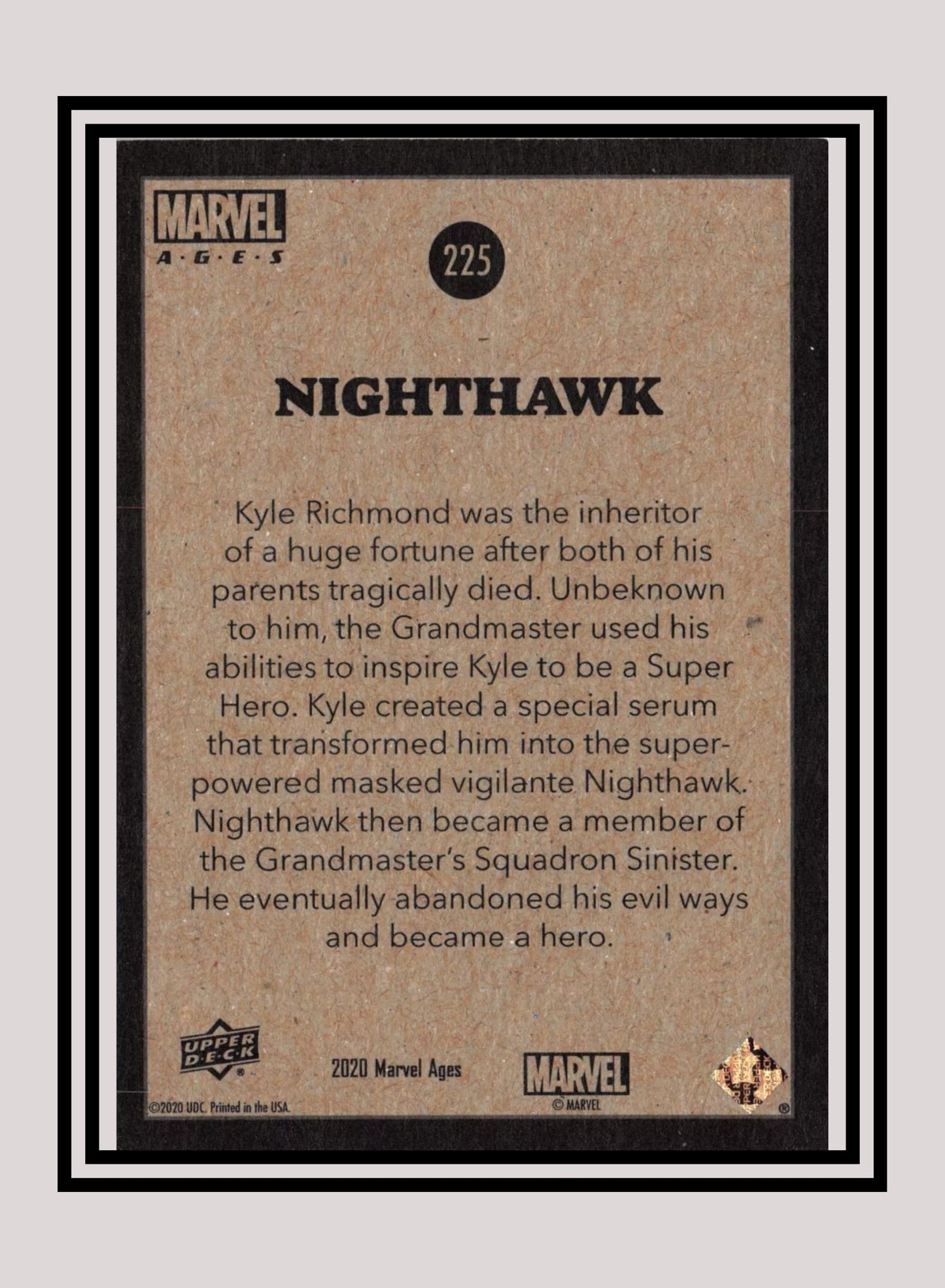 Marvel! 1x Nighthawk - Base (#225 - 2020 Upper Deck Marvel Ages)