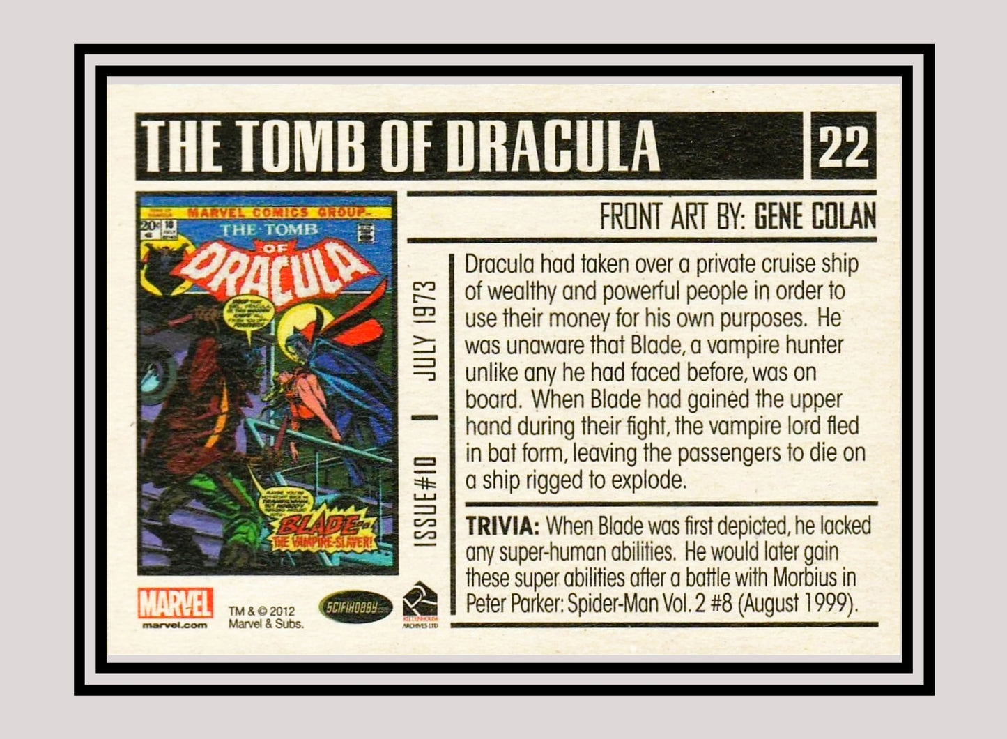 Marvel! 1x The Tomb of Dracula #10 - Base (#22 - 2012 Rittenhouse Marvel Bronze Age)