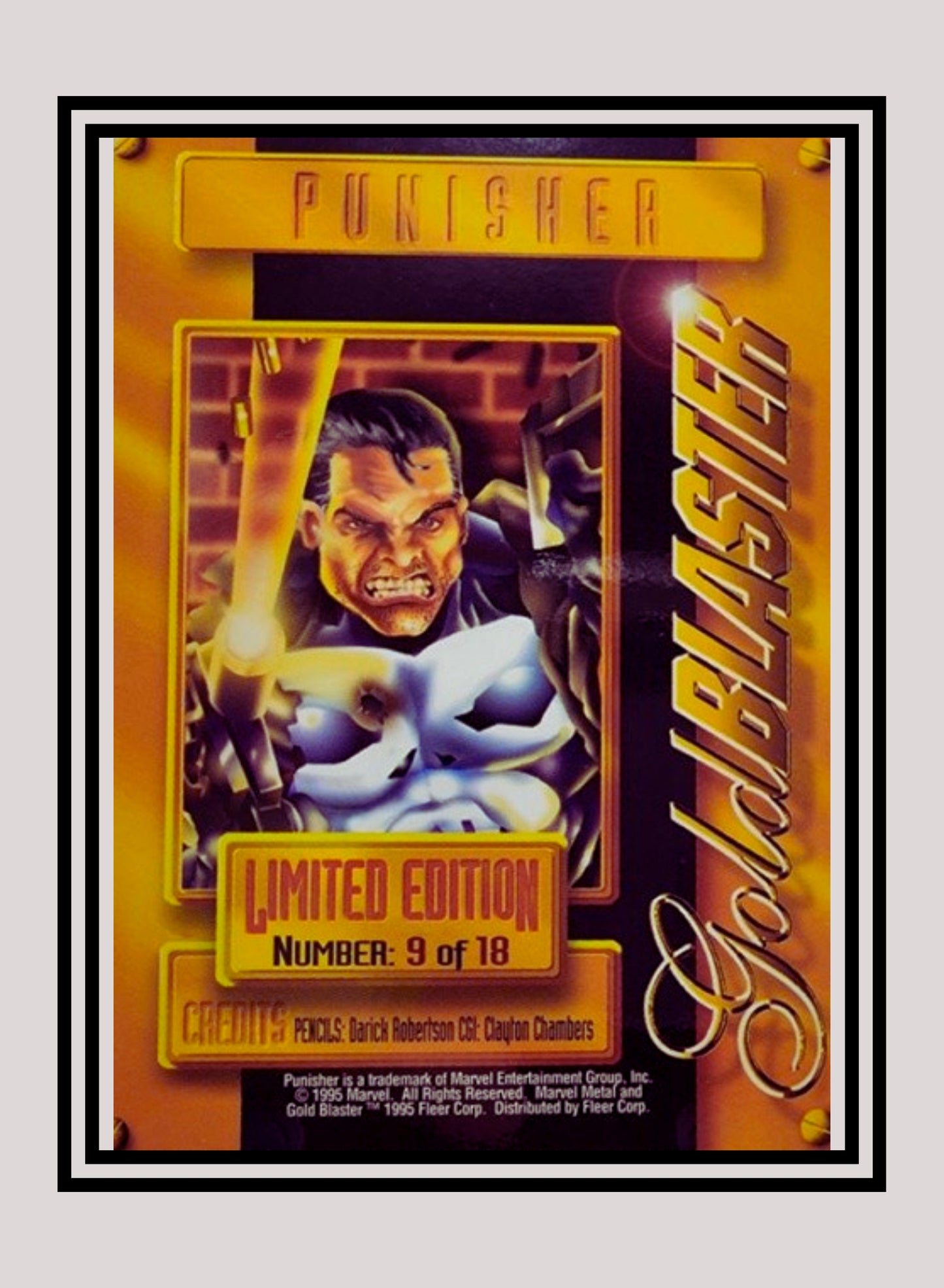 Marvel! 1x Punisher - Gold Blaster (#09 - 1995 Fleer Marvel Metal)
