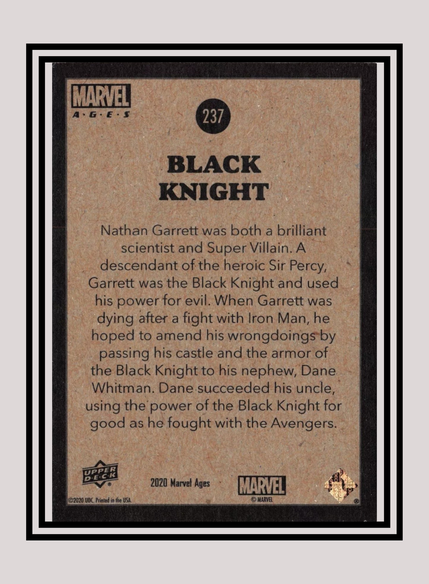 Marvel! 1x Black Knight - Base (#237 - 2020 Upper Deck Marvel Ages)