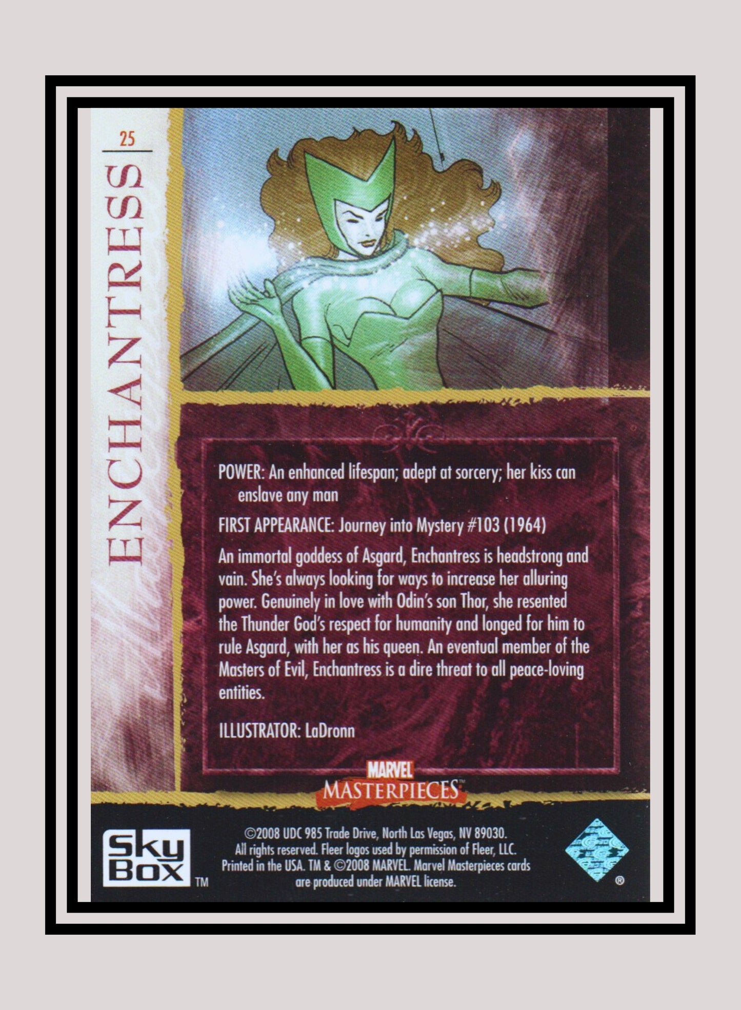Marvel! 1x Enchantress - Base (#25 - 2008 Upper Deck Marvel Masterpieces Series 2)