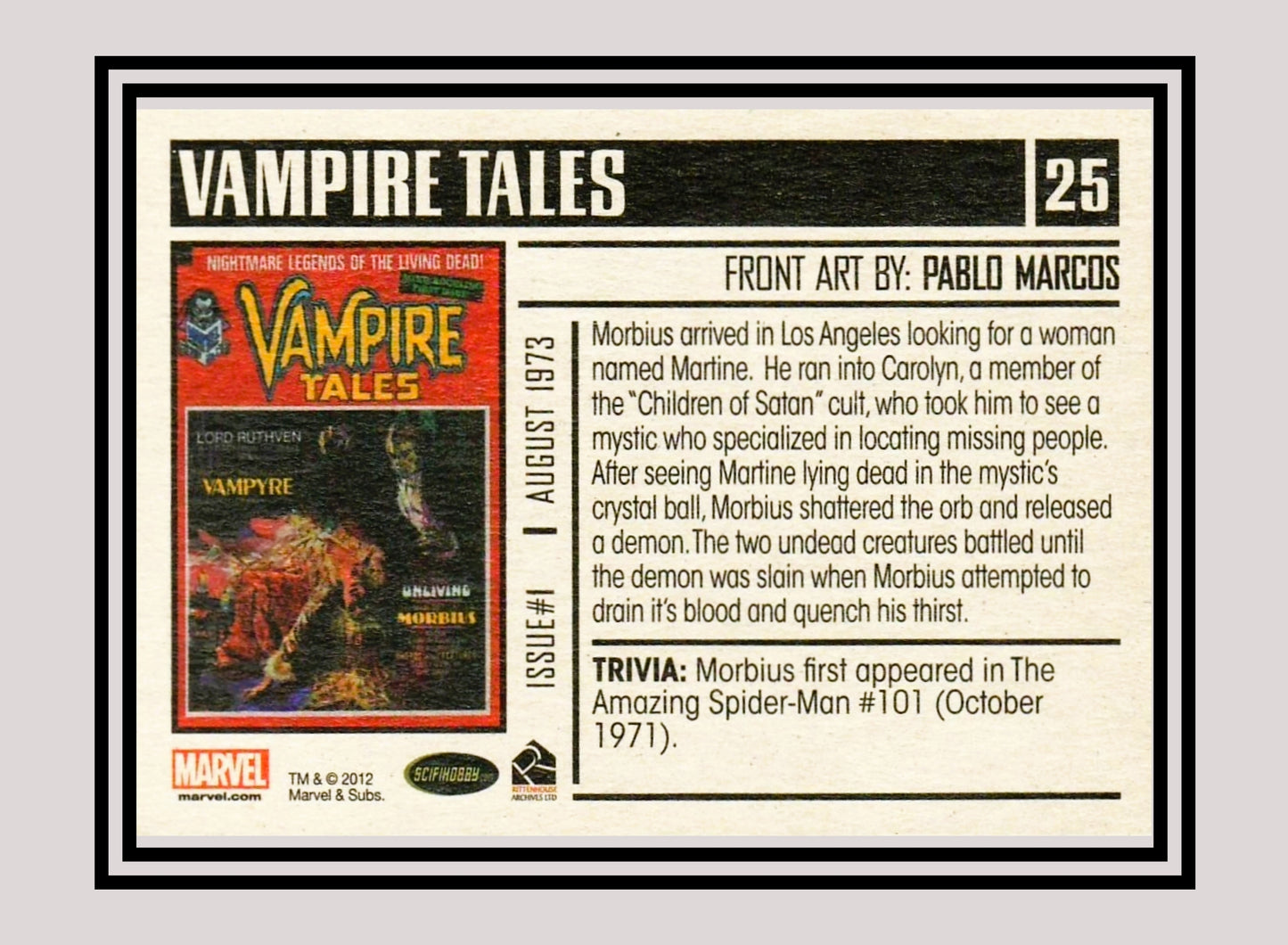 Marvel! 1x Vampire Tales #1 - Base (#25 - 2012 Rittenhouse Marvel Bronze Age)