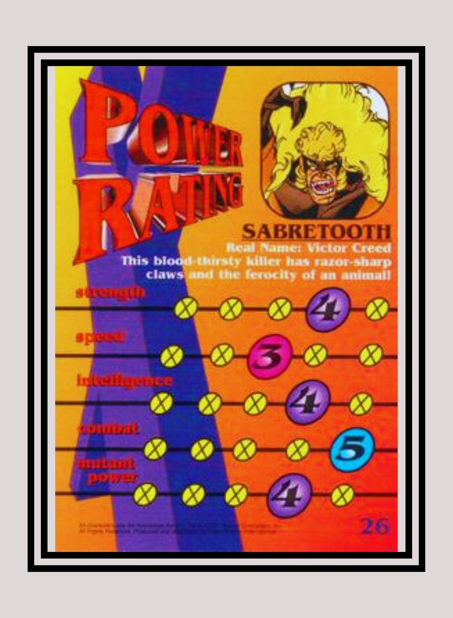 Marvel! 1x Sabretooth - Base (#26 - 1997 Fleer X-Men International)