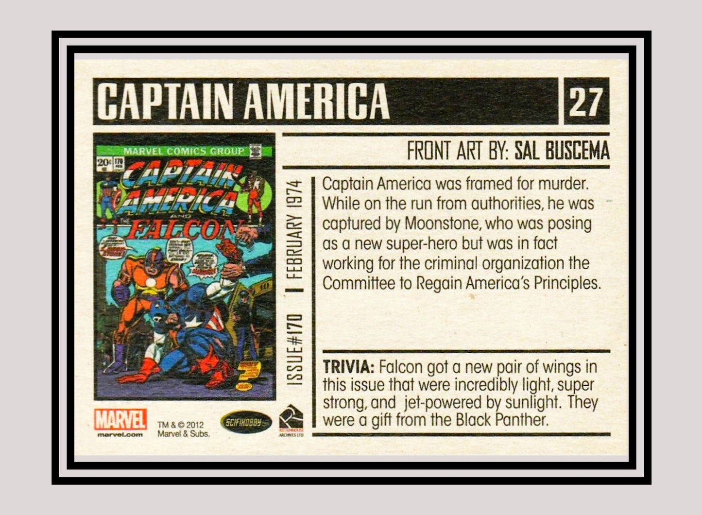 Marvel! 1x Captain America #170 - Base (#27 - 2012 Rittenhouse Marvel Bronze Age)