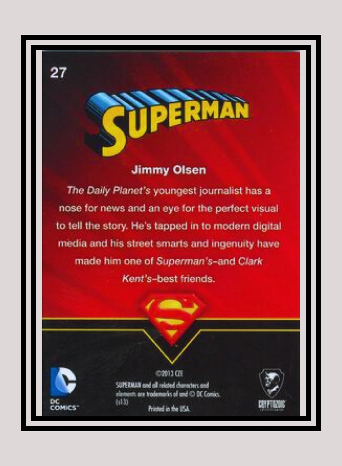 DC! 1x Jimmy Olsen - Base (#27 - 2013 Cryptozoic DC Superman)