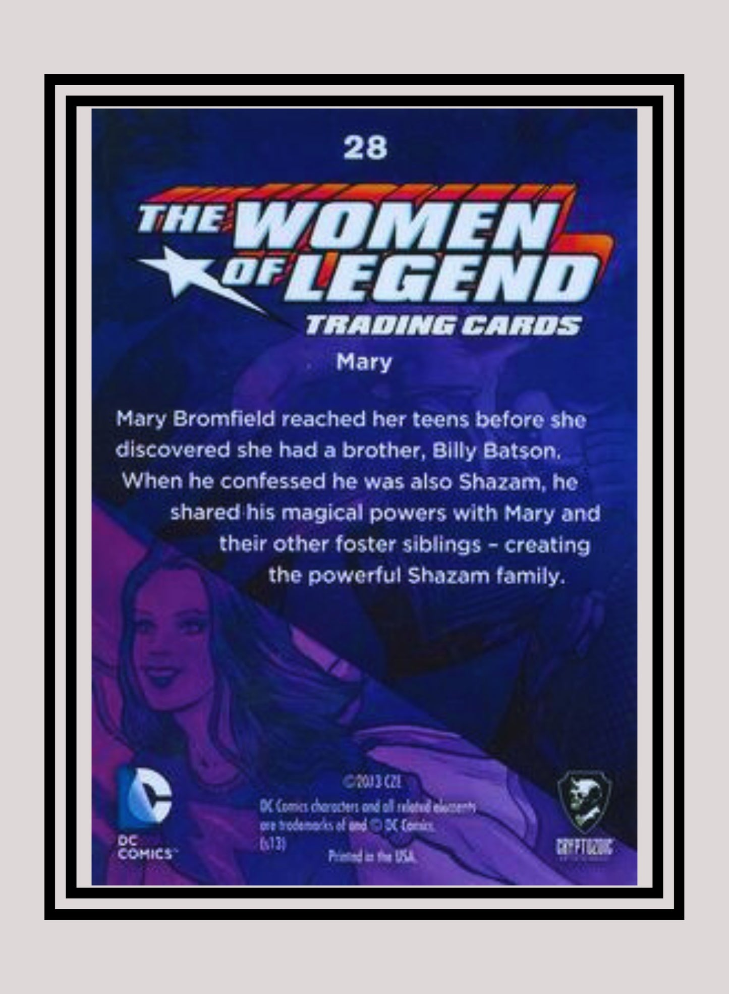 DC! 1x Mary - Base (#28 - 2013 Cryptozoic The Women of Legend)