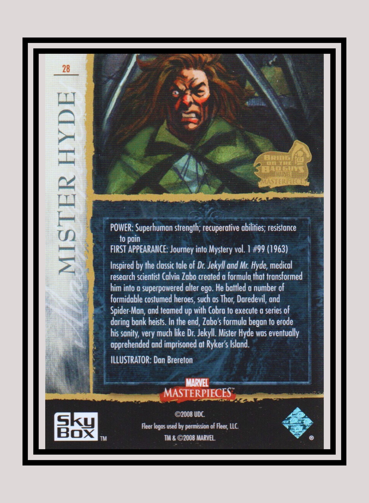 Marvel! 1x Mister Hyde - Base (#28 - 2008 Upper Deck Marvel Masterpieces Series 3)