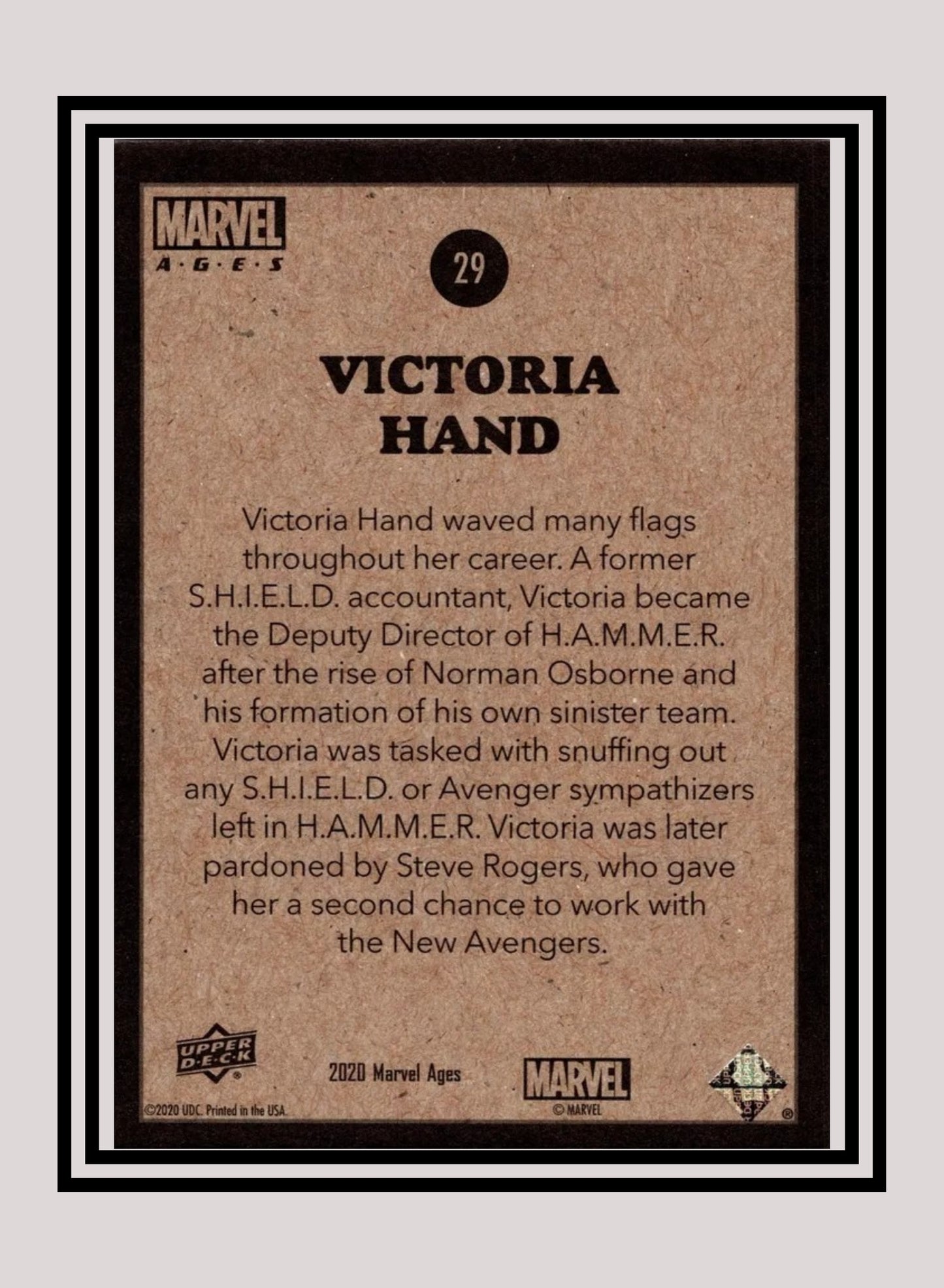 Marvel! 1x Victoria Hand - Base (#029 - 2020 Upper Deck Marvel Ages)