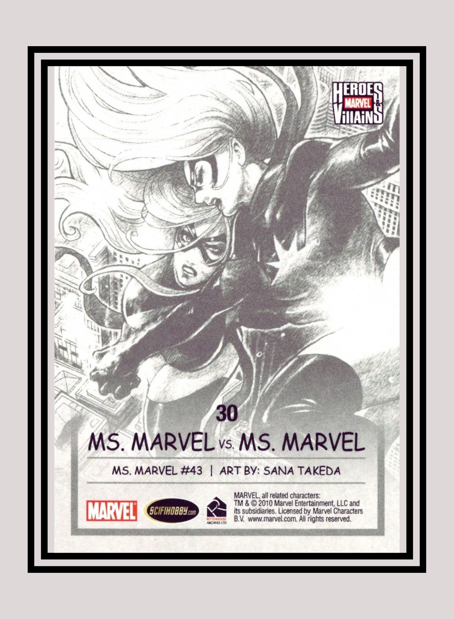 Marvel! 1x Ms. Marvel vs. Ms. Marvel - Base (#30 - 2010 Rittenhouse Marvel Heroes & Villains)