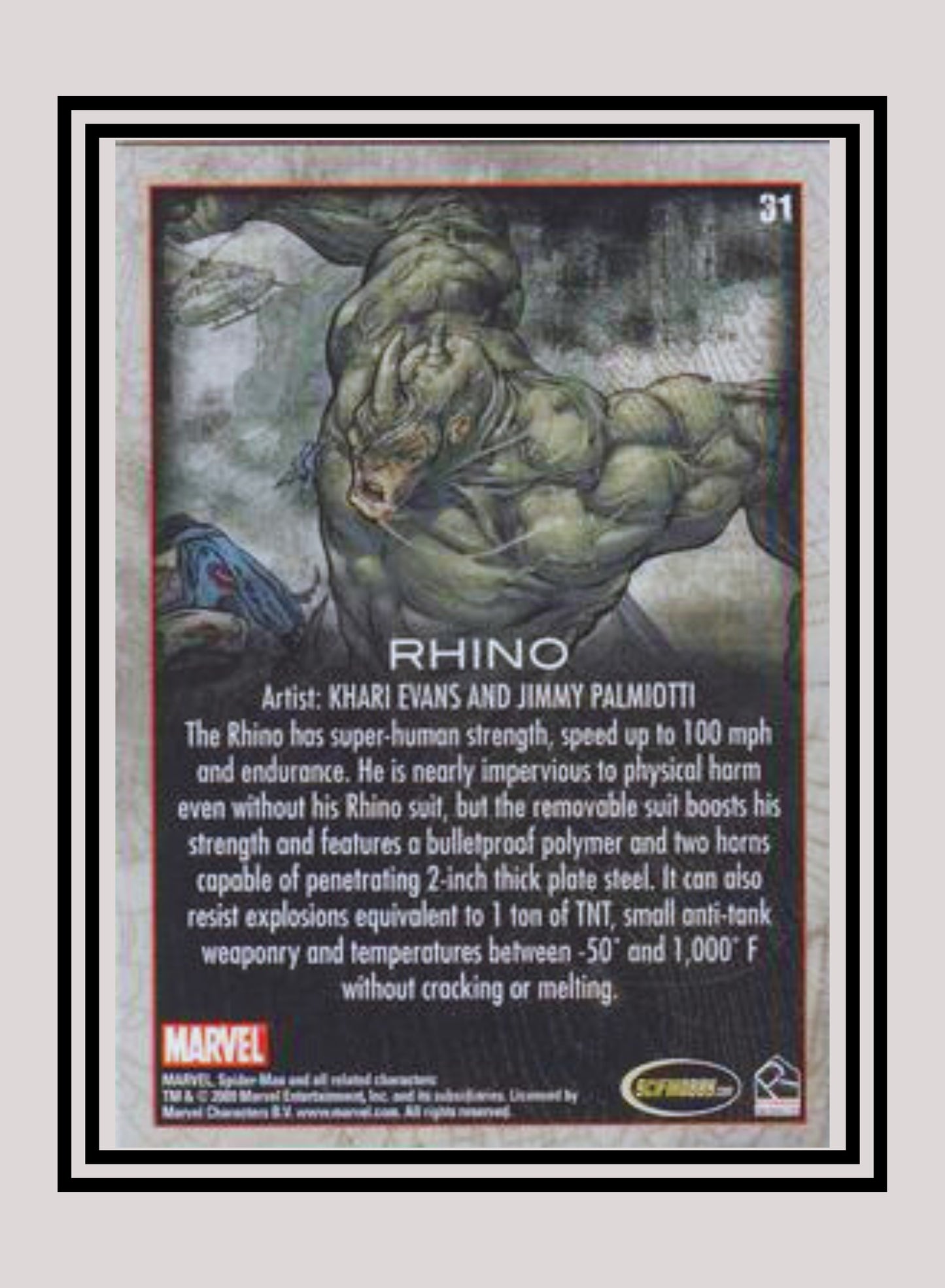 Marvel! 1x Rhino - Base (#31 - 2009 Rittenhouse Spiderman Archives)