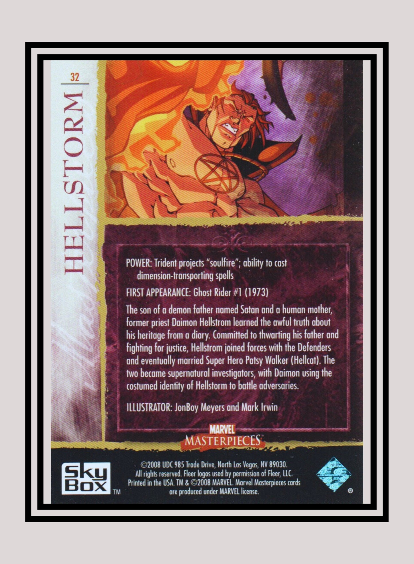 Marvel! 1x Hellstorm - Base (#32 - 2008 Upper Deck Marvel Masterpieces Series 2)