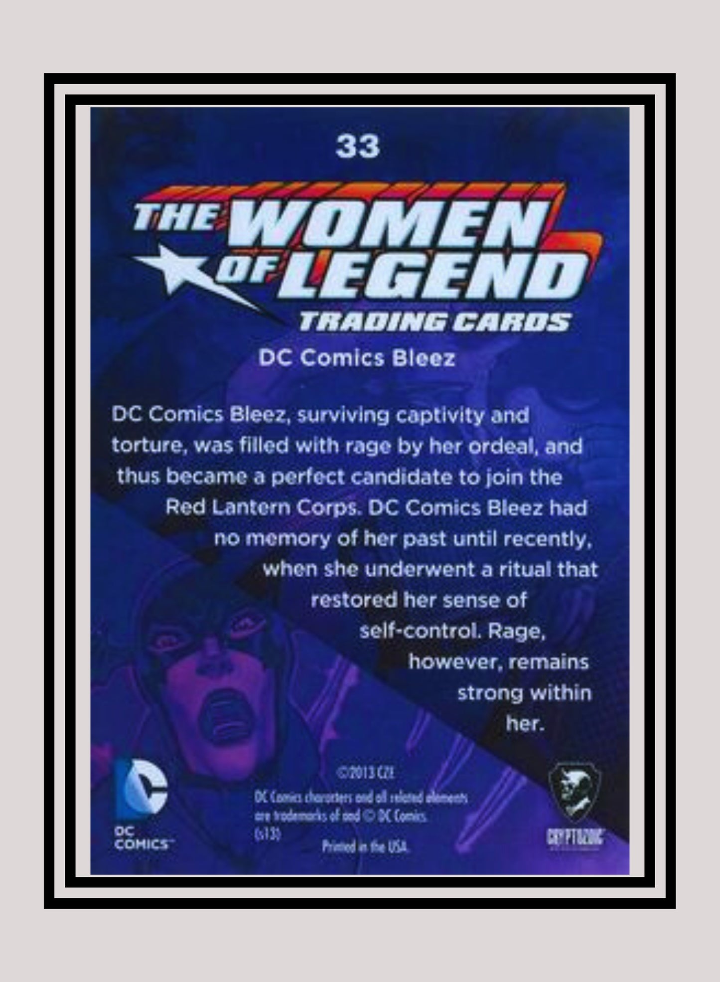 DC! 1x Bleez - Base (#33 - 2013 Cryptozoic The Women of Legend)