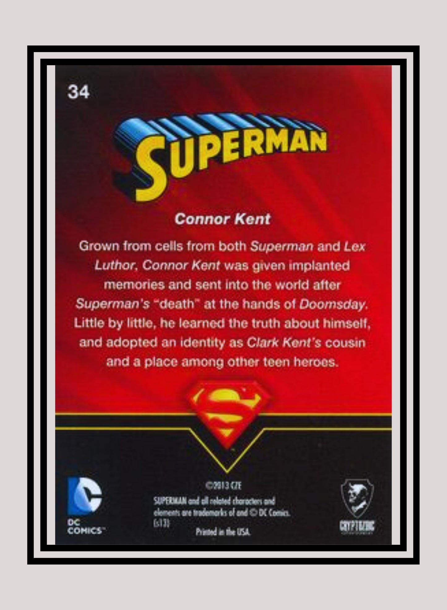 DC! 1x Connor Kent - Base (#34 - 2013 Cryptozoic DC Superman)