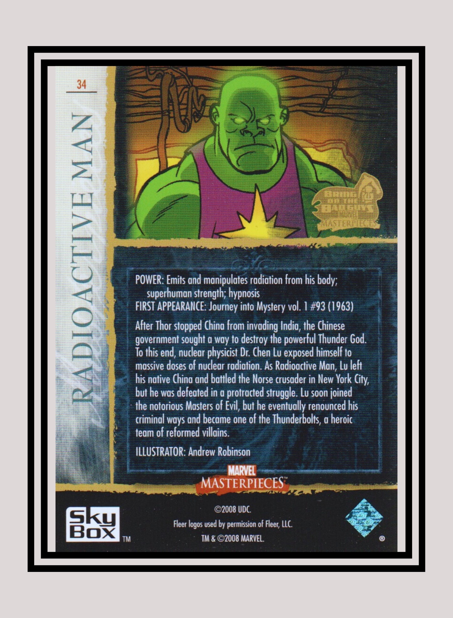 Marvel! 1x Radioactive Man - Base (#34 - 2008 Upper Deck Marvel Masterpieces Series 3)