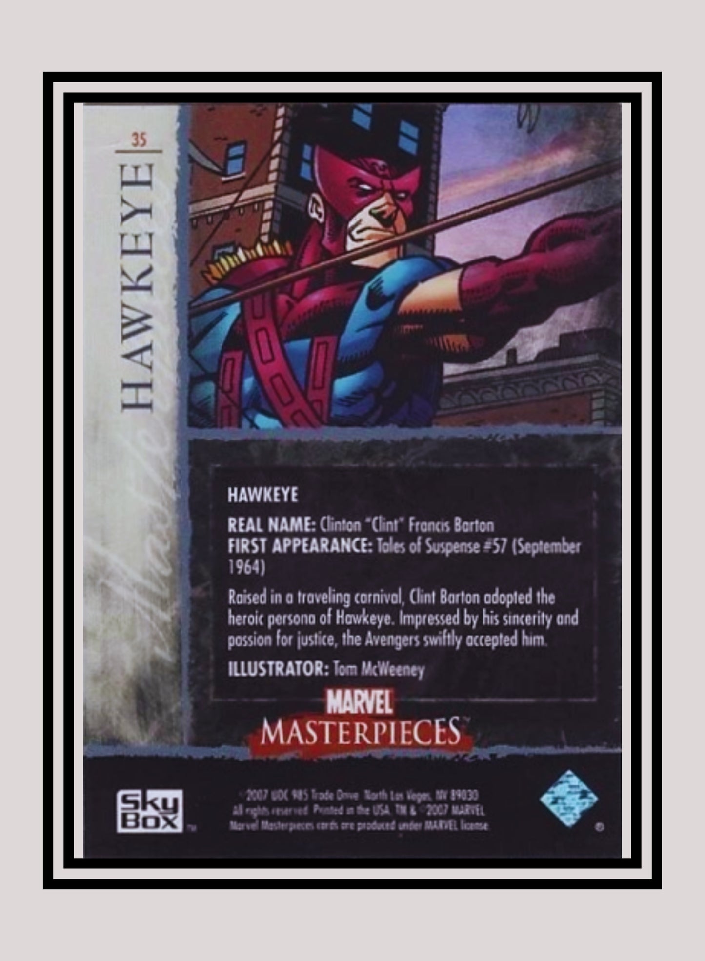Marvel! 1x Hawkeye - Base (#35 - 2007 Upper Deck Marvel Masterpieces)