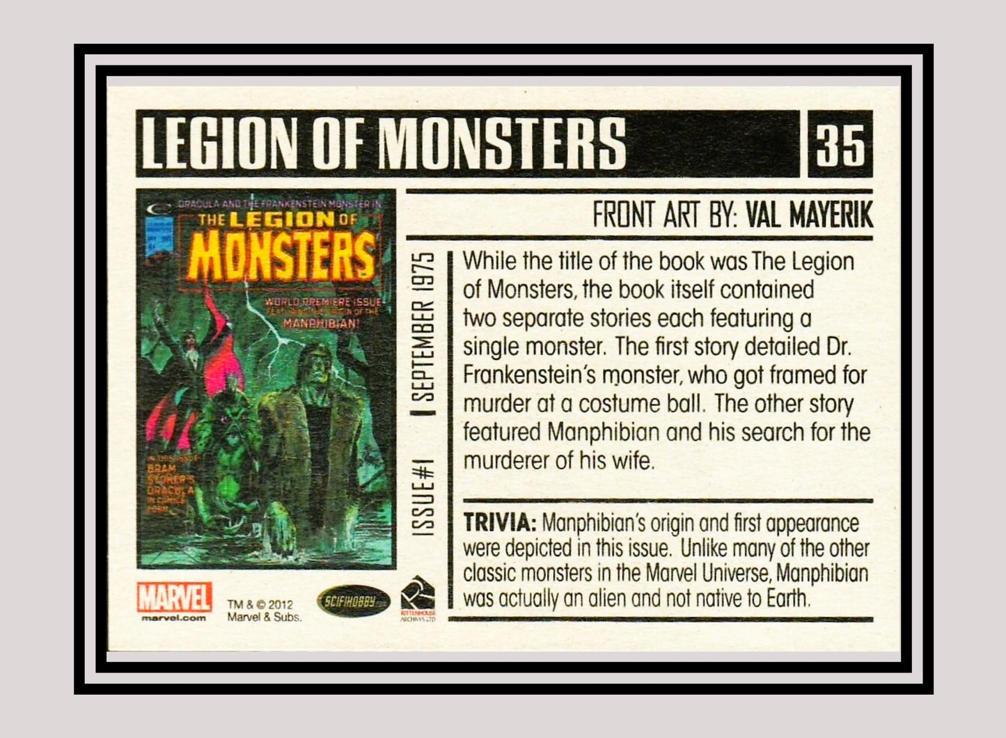 Marvel! 1x The Legion of Monsters #1 - Base (#35 - 2012 Rittenhouse Marvel Bronze Age)