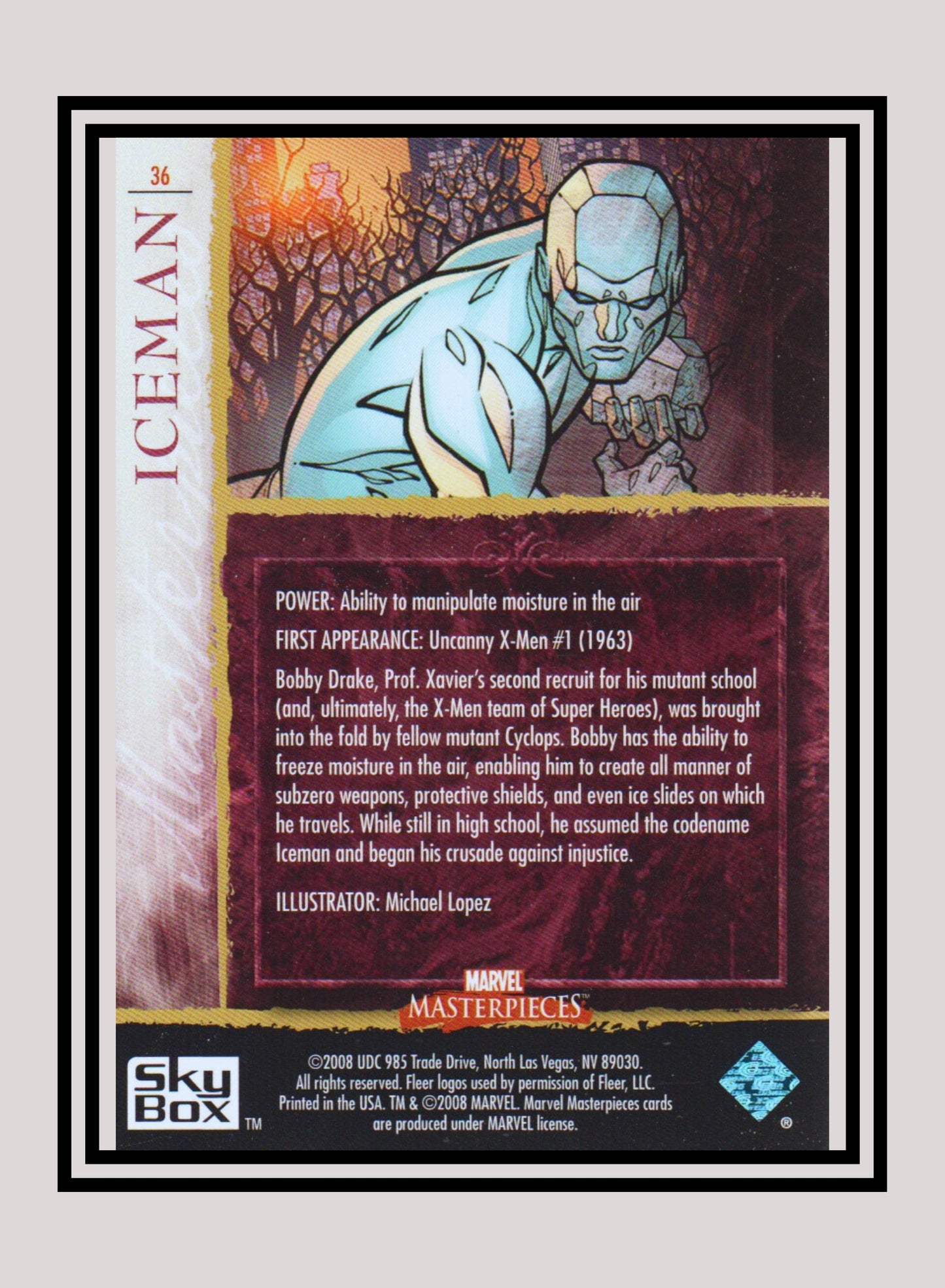 Marvel! 1x Iceman - Base (#36 - 2008 Upper Deck Marvel Masterpieces Series 2)
