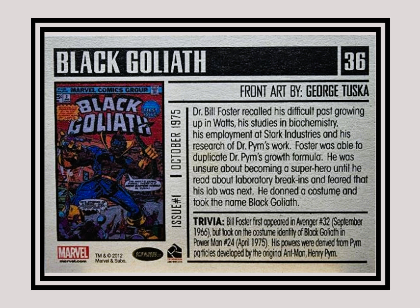 Marvel! 1x Black Goliath #1 - Base (#36 - 2012 Rittenhouse Marvel Bronze Age)