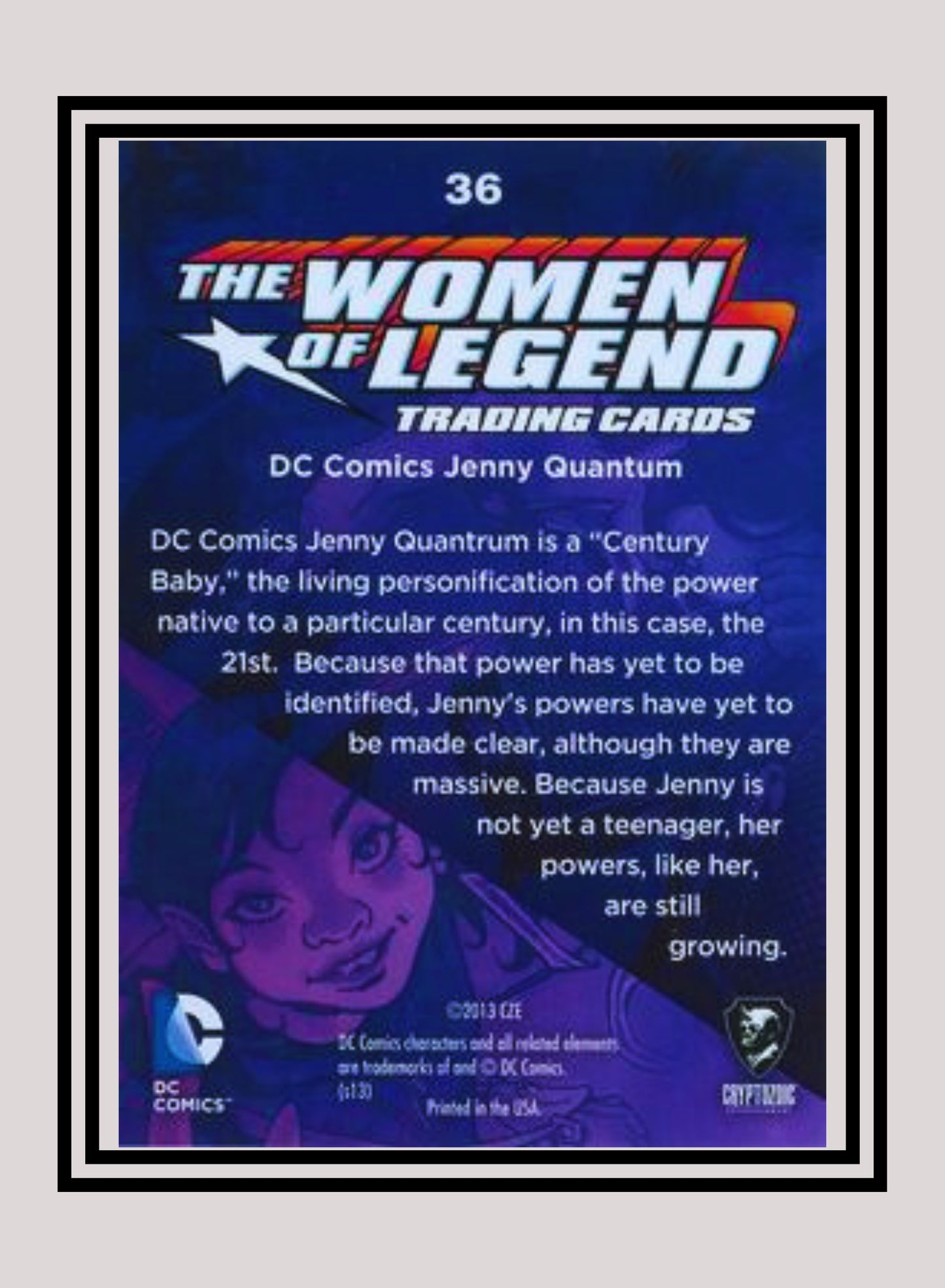 DC! 1x Jenny Quantum - Base (#36 - 2013 Cryptozoic The Women of Legend)