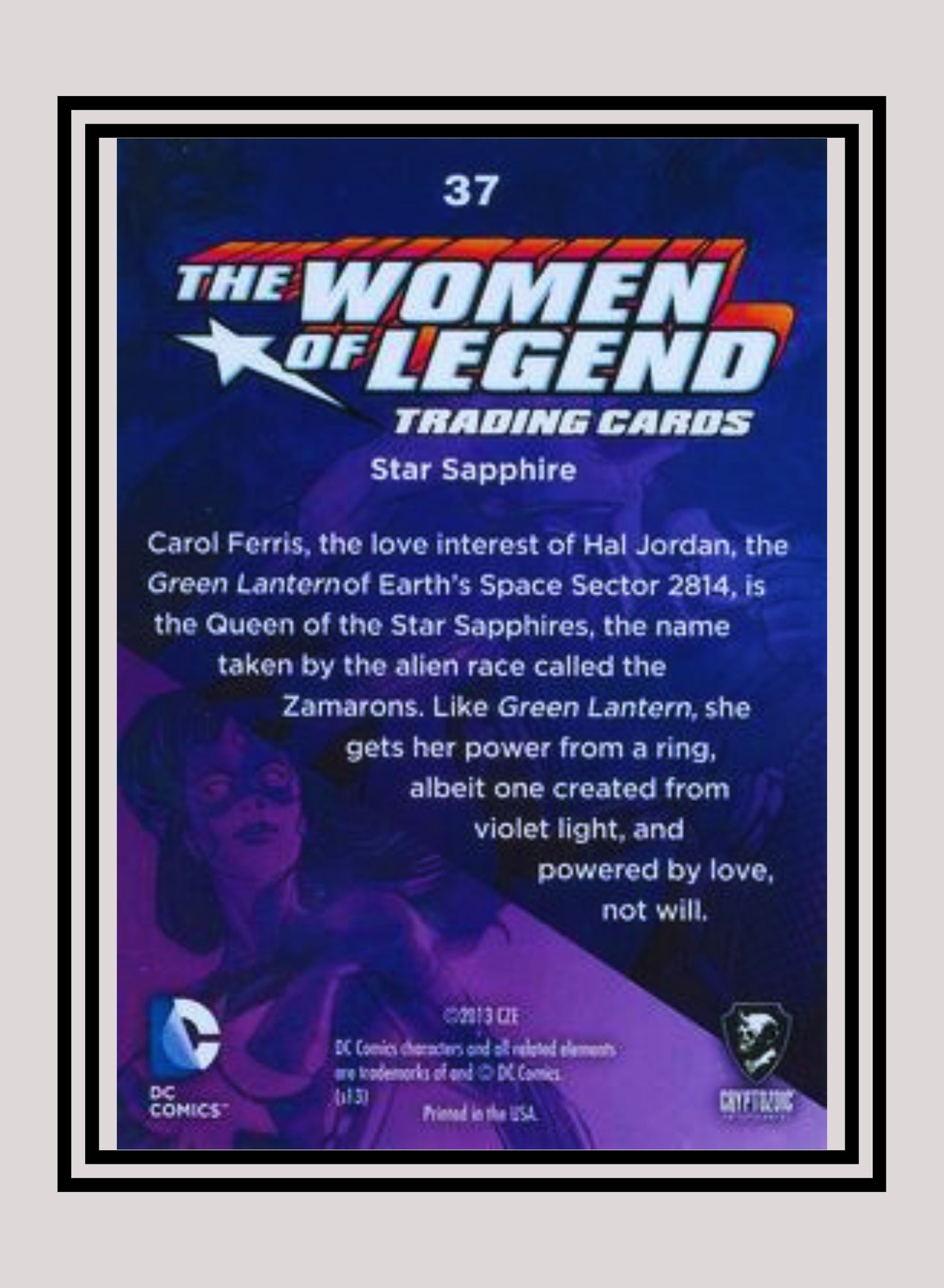 DC! 1x Star Sapphire - Base (#37 - 2013 Cryptozoic The Women of Legend)