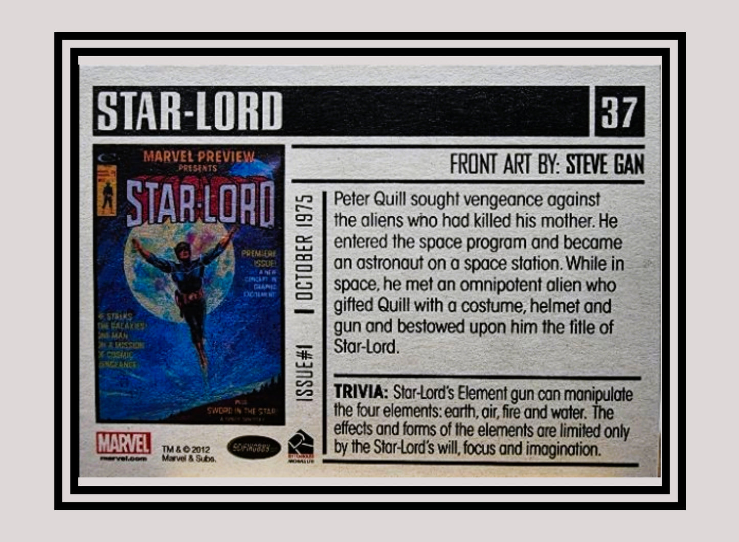 Marvel! 1x Marvel Preview #1: Star-Lord - Base (#37 - 2012 Rittenhouse Marvel Bronze Age)