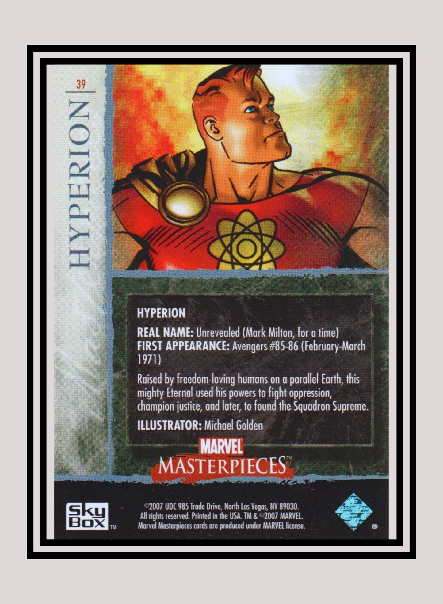 Marvel! 1x Hyperion - Base (#39 - 2007 Upper Deck Marvel Masterpieces)
