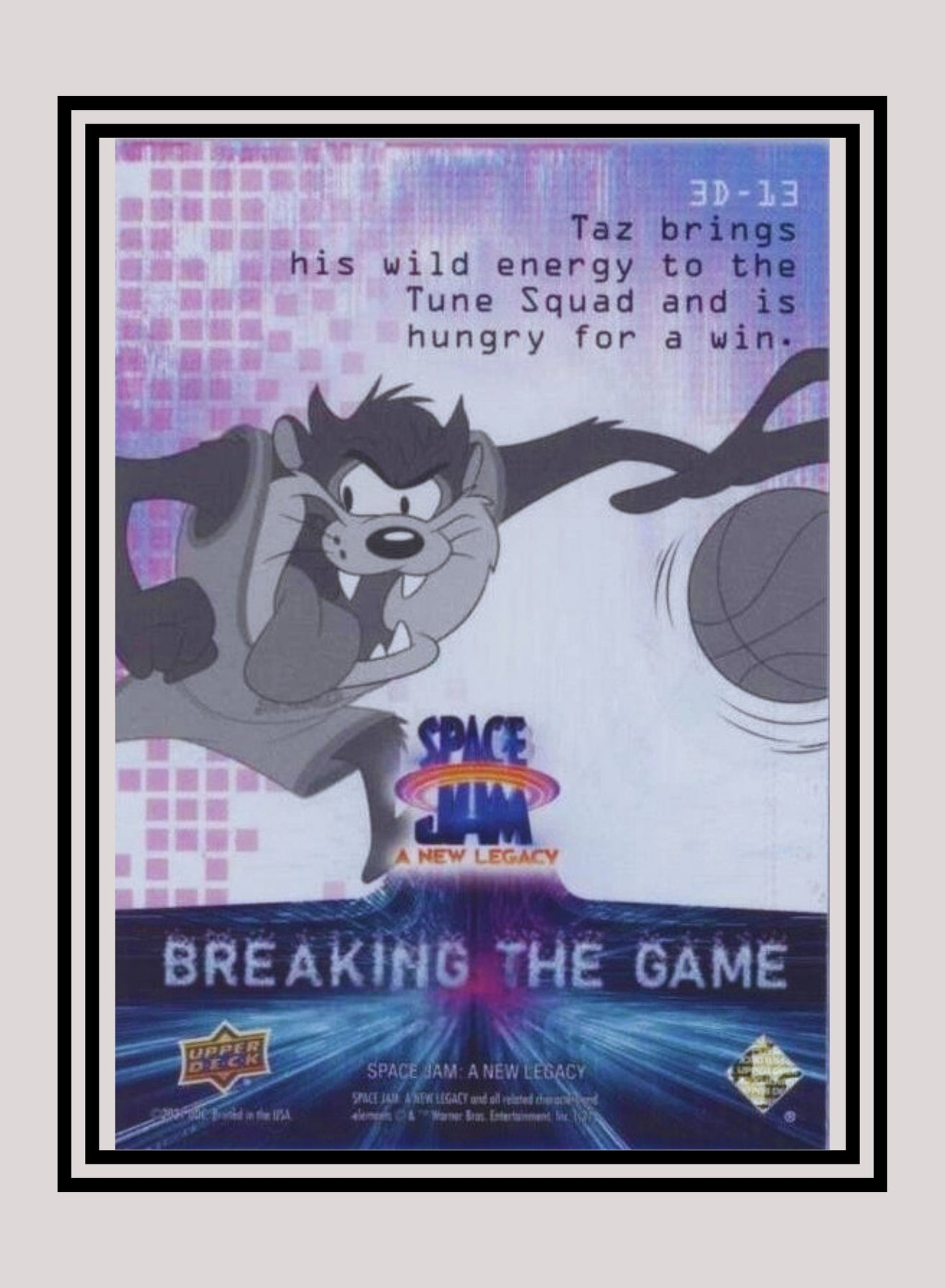 1x Taz - 3D Lenticulars (3D-13 - 2021 Upper Deck Space Jam: A New Legacy)