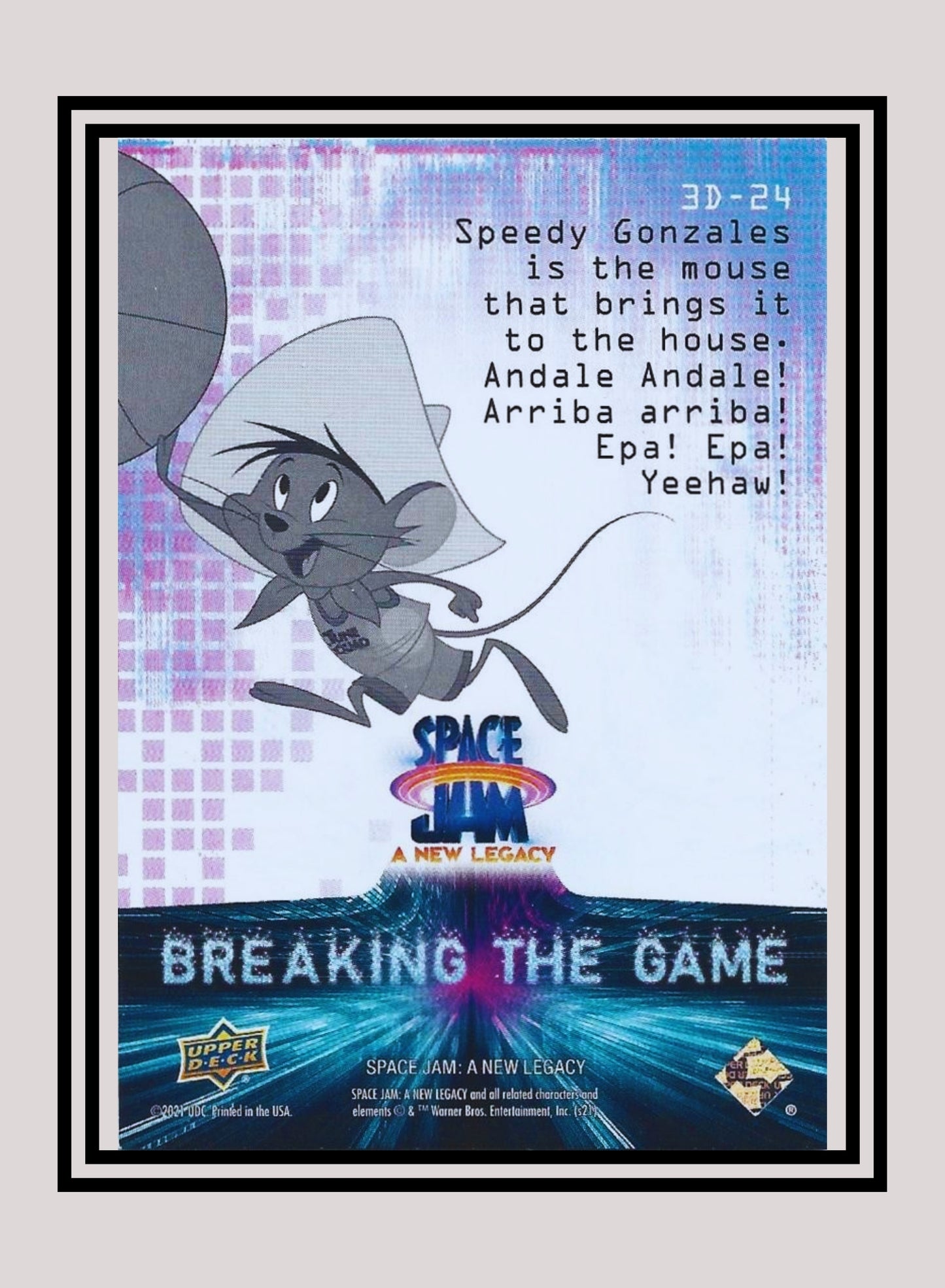 1x Speedy Gonzales - 3D Lenticulars (3D-24 - 2021 Upper Deck Space Jam: A New Legacy)
