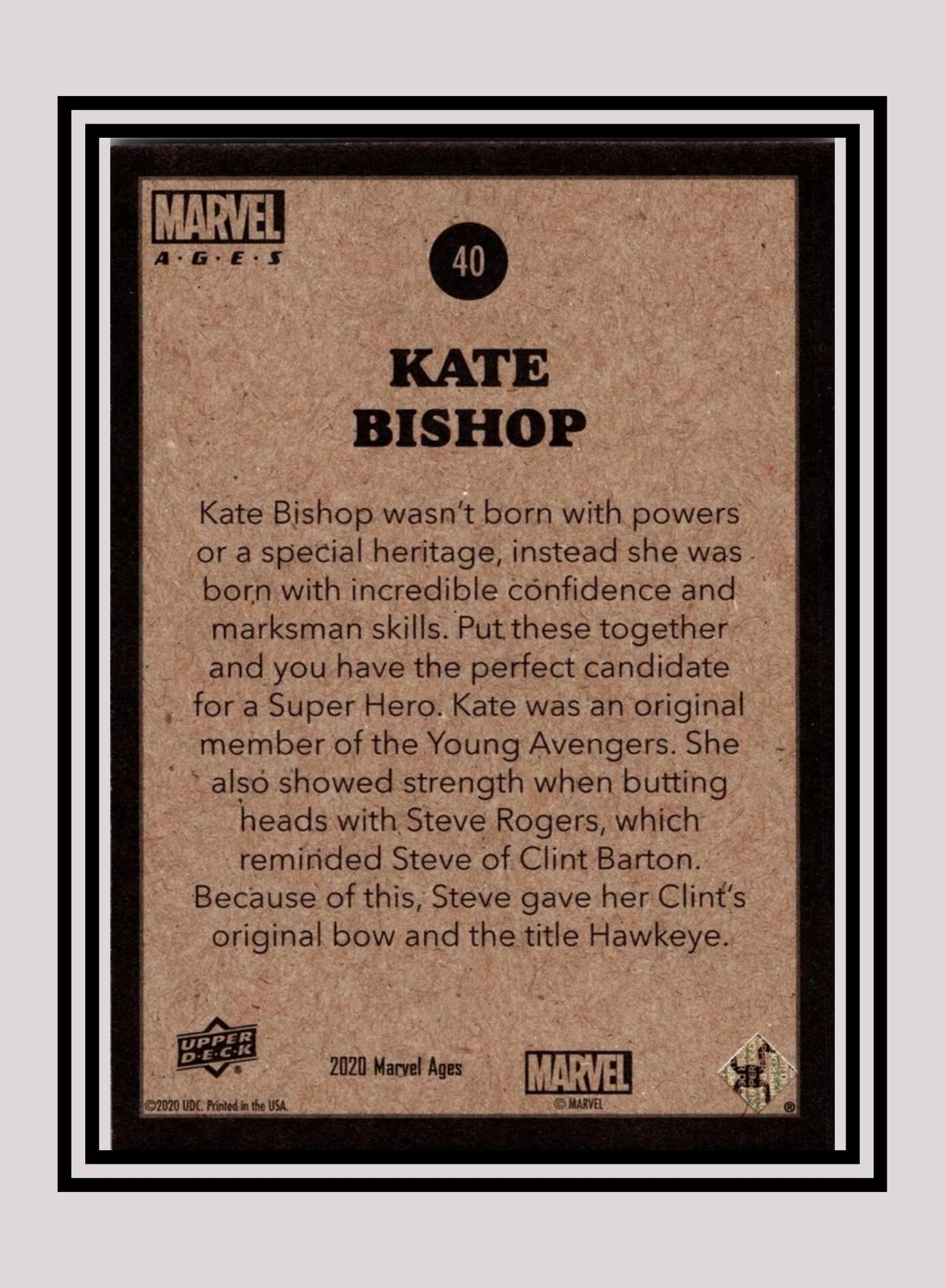 Marvel! 1x Kate Bishop - Base (#040 - 2020 Upper Deck Marvel Ages)
