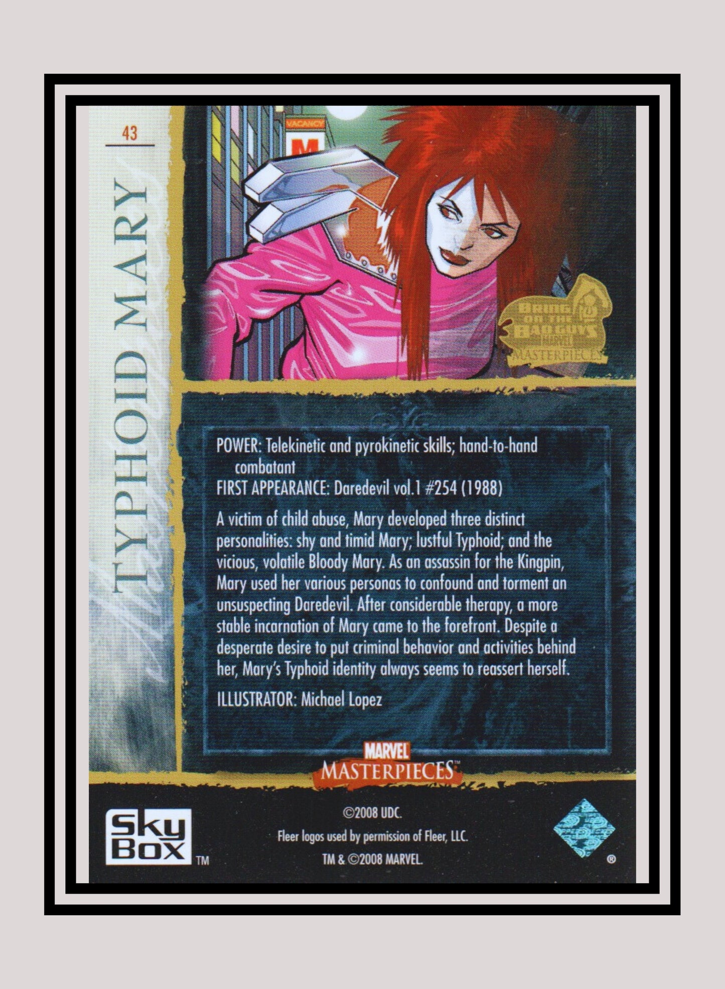Marvel! 1x Typhoid Mary - Base (#43 - 2008 Upper Deck Marvel Masterpieces Series 3)