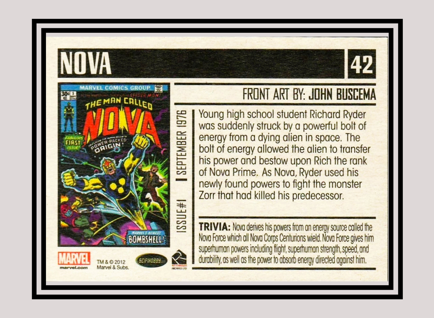 Marvel! 1x Nova #1 - Base (#42 - 2012 Rittenhouse Marvel Bronze Age)